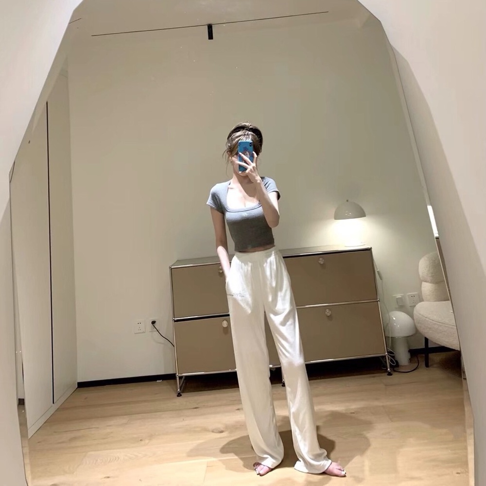 Cream White Terry Cloth Flare Sweatpants High Waisted Wide Leg Lounge Pants